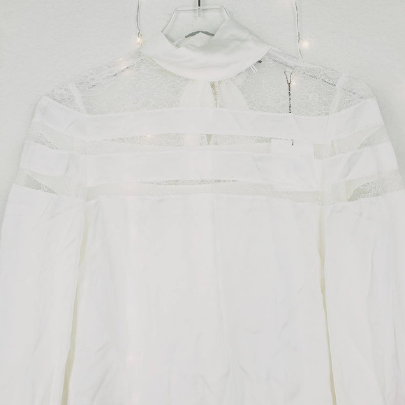 Sandro Paris Mirtylles White Floral Lace Viscose Satin Blouse NWT Small NEW Ecru - Picture 4 of 16